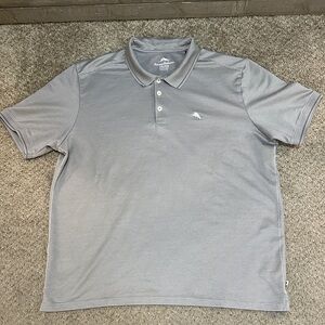 Tommy Bahama Polo Shirt Mens XXL Grey Pin Stripe Cotton Blend Golf Casual Resort